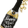 Шар (39''/99 см) Фигура, Бутылка Шампанское, Новогодние пузырьки, 1 шт.