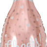 Шар (35''/89 см) Фигура, Бутылка, Шампанское, Конфетти сердец, Розовое Золото, 1 шт.