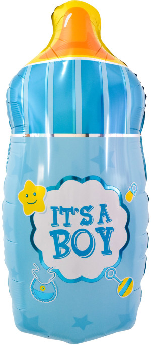Шар (29''/74 см) Фигура, Бутылочка для малыша мальчика, Голубой, 1 шт.
