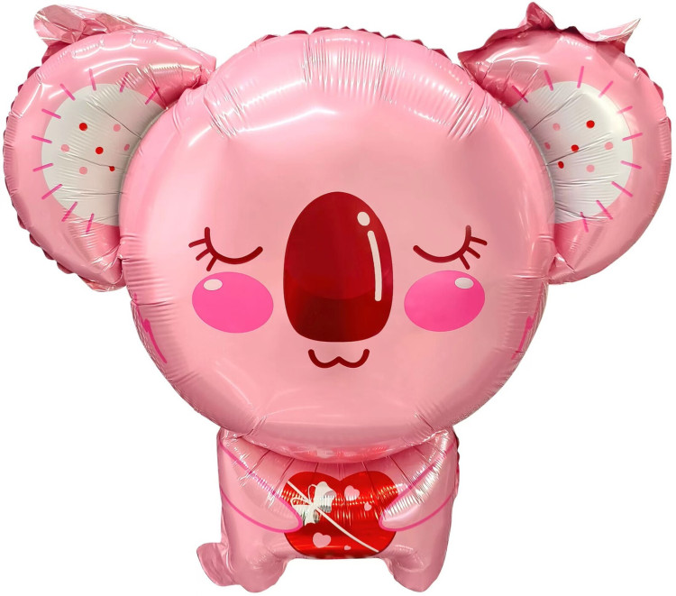 Шар (29''/74 см) Фигура, Коала с сердечком, Розовый, 1 шт.