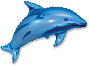 Шар (37''/94 см) Фигура, Дельфин, Синий, 1 шт.