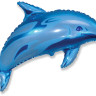 Шар (37''/94 см) Фигура, Дельфин, Синий, 1 шт.