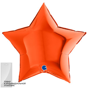 Шар (36''/91 см) Звезда, Оранжевый, 1 шт. в уп.