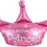 Шар (37''/94 см) Фигура, Корона, С Днем Рождения, Принцесса, Розовый, 1 шт.