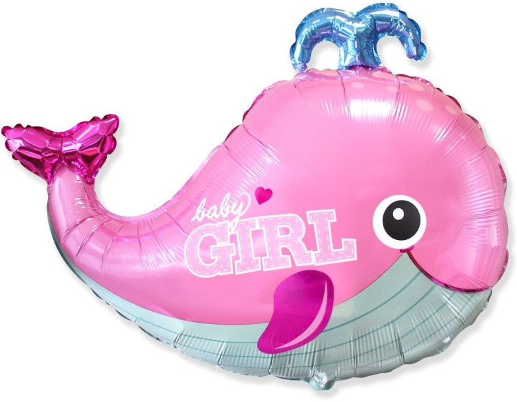 Шар (34''/86 см) Фигура, Маленький кит для девочки, Розовый, 1 шт.