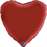 Шар (18''/46 см) Сердце, Рубиновый, Сатин, 1 шт.
