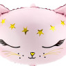 Шар (19''/48 см) Фигура, Голова, Волшебный котенок, Розовый, 1 шт.