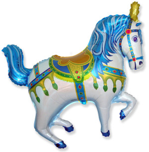 Шар (39''/99 см) Фигура, Цирковая лошадка, Синий, 1 шт.