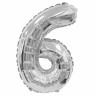 К 14 Цифра "6" серебро в упаковке / Six / 1 шт. / Фольгированный шар