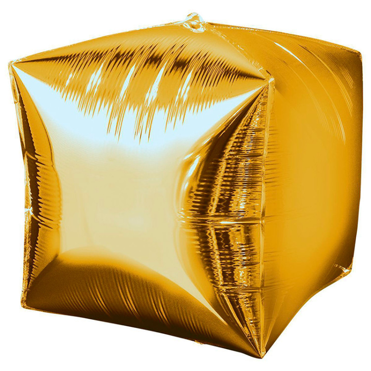 Шар 3D (24''/61 см) Куб, Золото, 1 шт.