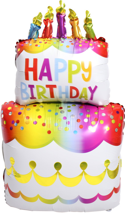 Шар (38''/97 см) Фигура, Торт на День Рождения (разноцветное конфетти), 1 шт.