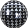 Шар 3D (24''/61 см) Сфера, Геометрия треугольников, Черный/Серебро, Металлик, 1 шт.
