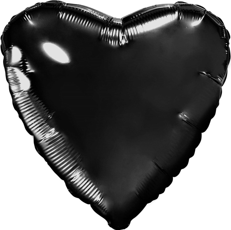 Шар (19''/48 см) Сердце, Черный, 1 шт.