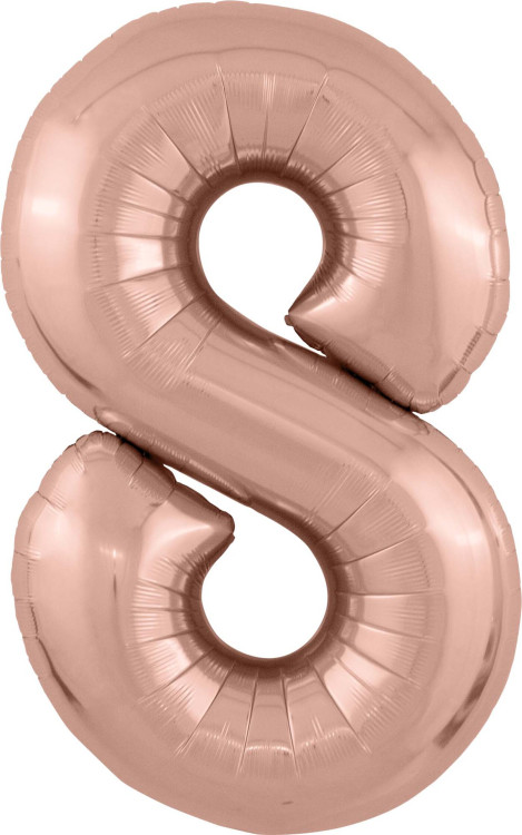 Аг 40 Цифра "8" Розовое золото Slim в упаковке / 1 шт /, Фольгированный шар (РОССИЯ)