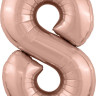 Аг 40 Цифра "8" Розовое золото Slim в упаковке / 1 шт /, Фольгированный шар (РОССИЯ)