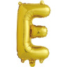 Шар с клапаном (16''/41 см) Мини-буква, Е, Золото, 1 шт. в упак.