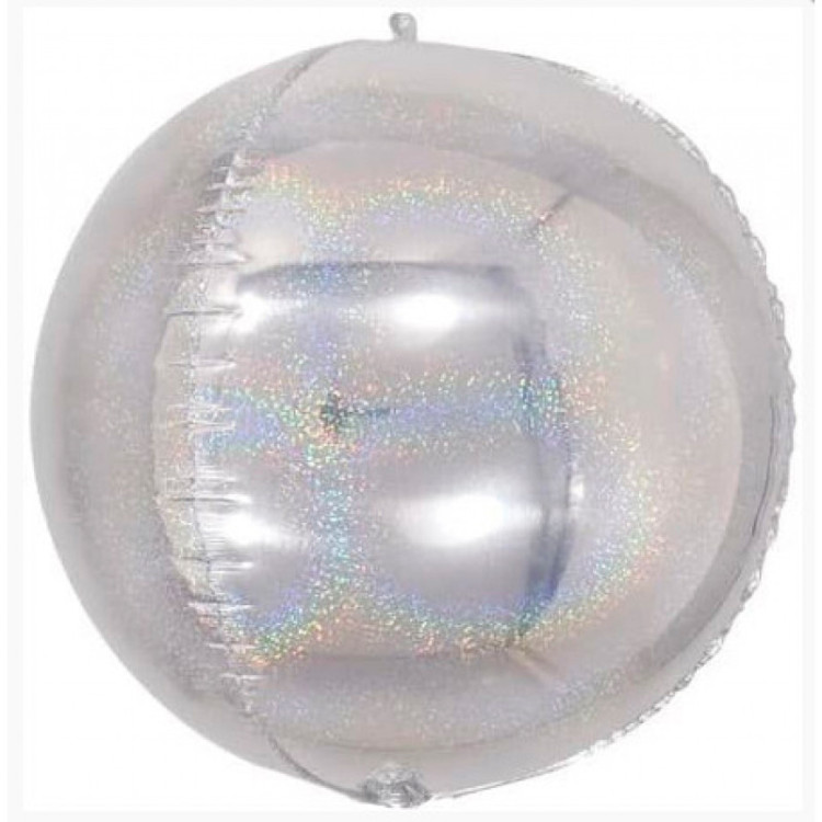 Шар 3D (24''/61 см) Сфера, Голография, Серебро, 1 шт.
